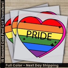 Load image into Gallery viewer, a rainbow heart with the word pride on it
