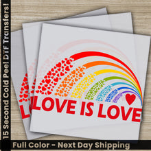 Load image into Gallery viewer, a pair of cards with the words love is love on them
