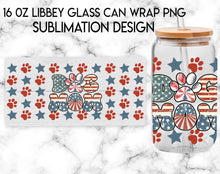 Load image into Gallery viewer, a glass jar with an american flag design
