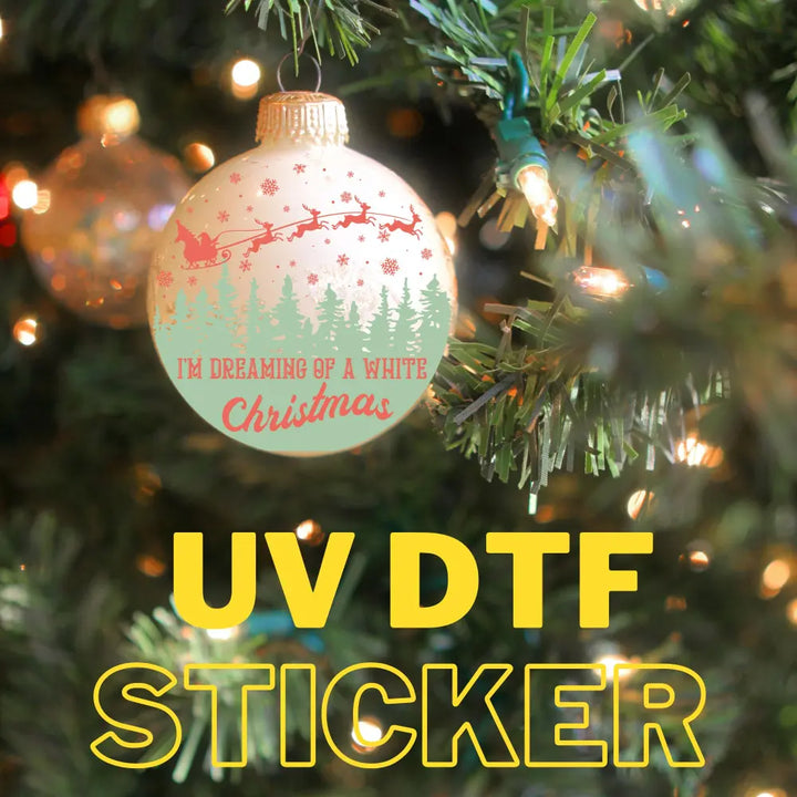 I’m Dreaming Of A White Christmas Ornament Uv Dtf Sticker UV Dtf Ornament Decals Uv dtf Round Ornament Stickers