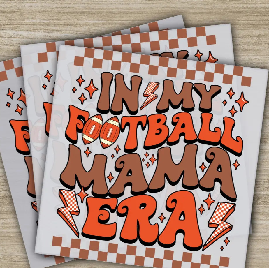 In My Football Mama Era American Football Transfers Ready to Press Personalized DTF Transfers Sport Gifts Heat Press