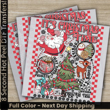 Load image into Gallery viewer, It’s Christmas Time Xmas Tree Santa Claus DTF Transfers Ready to Press Personalized Gifts Direct to Film Sublimation
