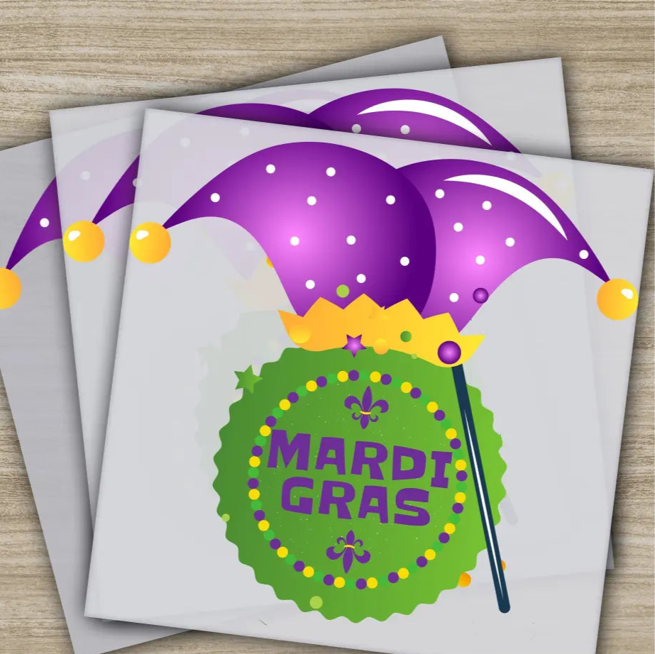 Jester Hat Beads Mardi Gras Transfer Ready to Press Personalized DTF Transfers Mardi Gras Gifts High Quality Heat Press