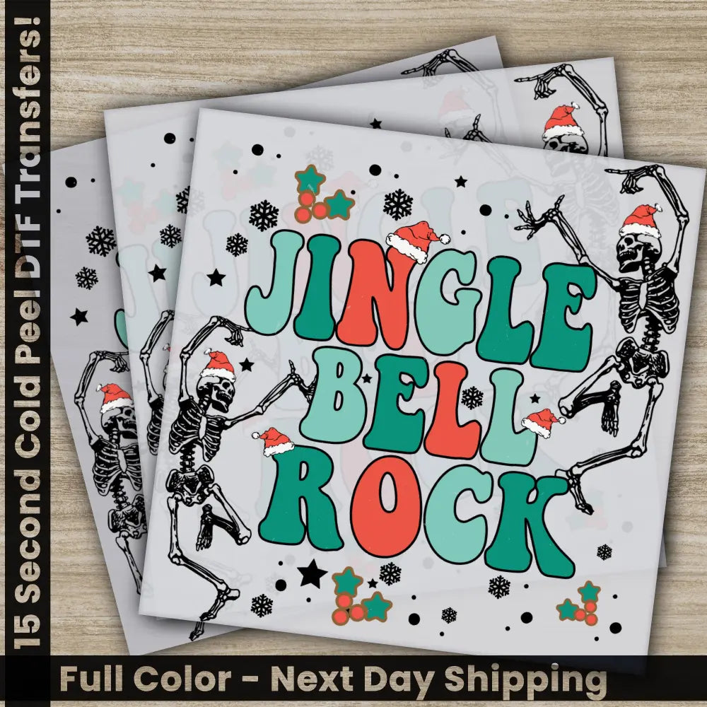 Jingle Bell Rock Christmas DTF Transfers Ready to Press Personalized Gifts Direct to Film Sublimation Screen Prints