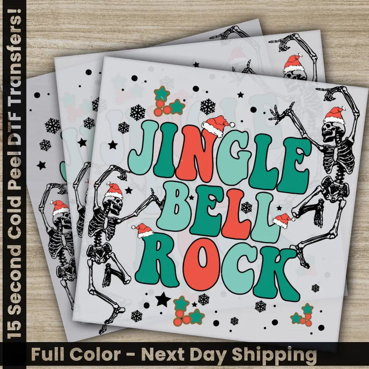 Jingle Bell Rock Christmas DTF Transfers Ready to Press Personalized Gifts Direct to Film Sublimation Screen Prints