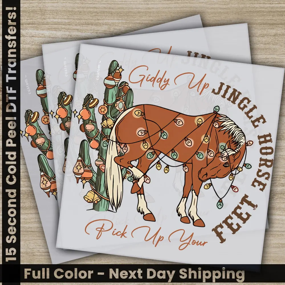 Jingle Horse Feet Christmas DTF Transfers Ready to Press Personalized Gifts Direct to Film Sublimation Screen Prints