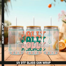 Load image into Gallery viewer, Jolly Mama Christmas UV DTF Wrap For Glass Cup 16oz Glass Can Wrap Cute Stickers For Cups Libbey 16 oz Wrap
