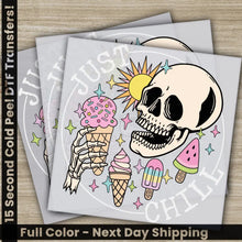 Load image into Gallery viewer, Just Chill Hello Summer Lets Go Surfing Ice Cream Ready to Press Personalized DTF Transfers s High Quality Heat Press
