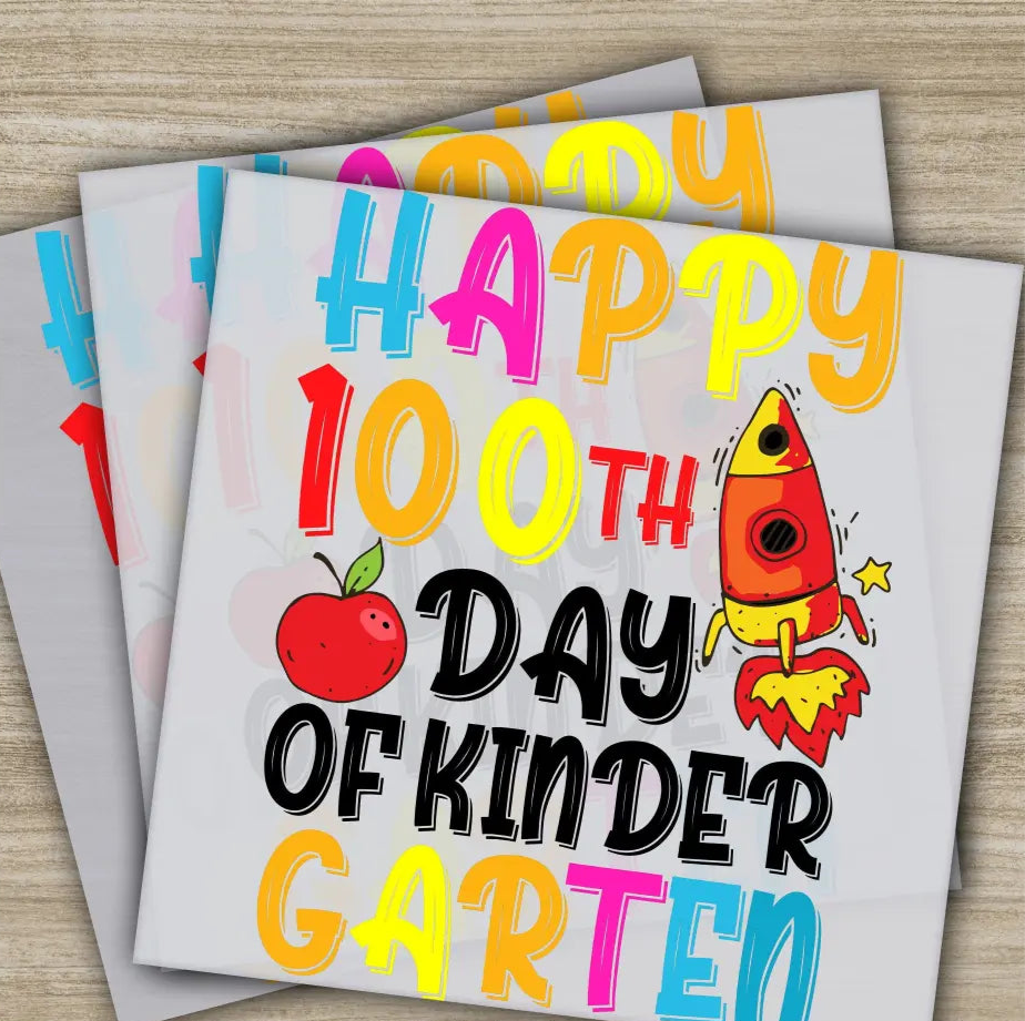 Kinder Garten 100 Days Of School Transfers Ready to Press Personalized DTF Transfers 100 Days Of School Gifts Heat