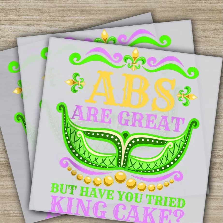 King Cake Mask Mardi Gras Transfers Ready to Press Personalized DTF Transfers Mardi Gras Gifts High Quality Heat Press