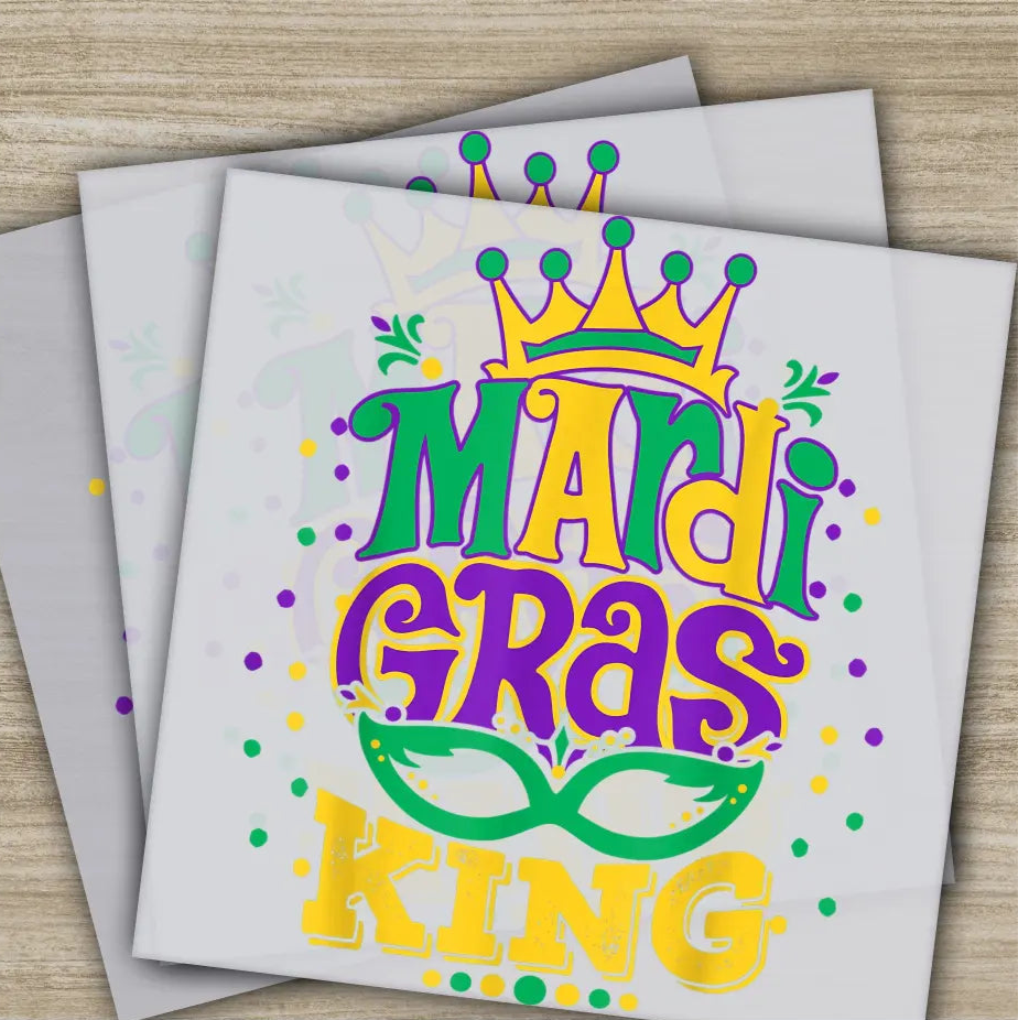 King Crown Mask Mardi Gras Transfers Ready to Press Personalized DTF Transfers Mardi Gras Gifts High Quality Heat Press