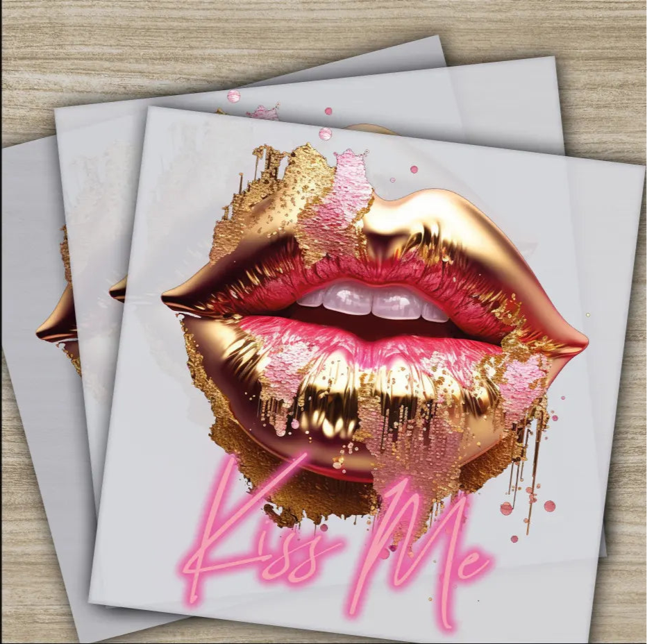 Kiss Me On My Lips Ready to Press Personalized DTF Transfers Valentines Gift High Quality Heat Press DTF Transfers