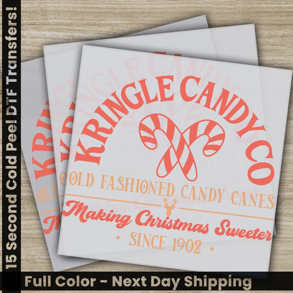 Kringle Candy Co DTF Christmas Image Transfers Personalized Gifts for Shirts,High Quality Ready to Press Sublimation