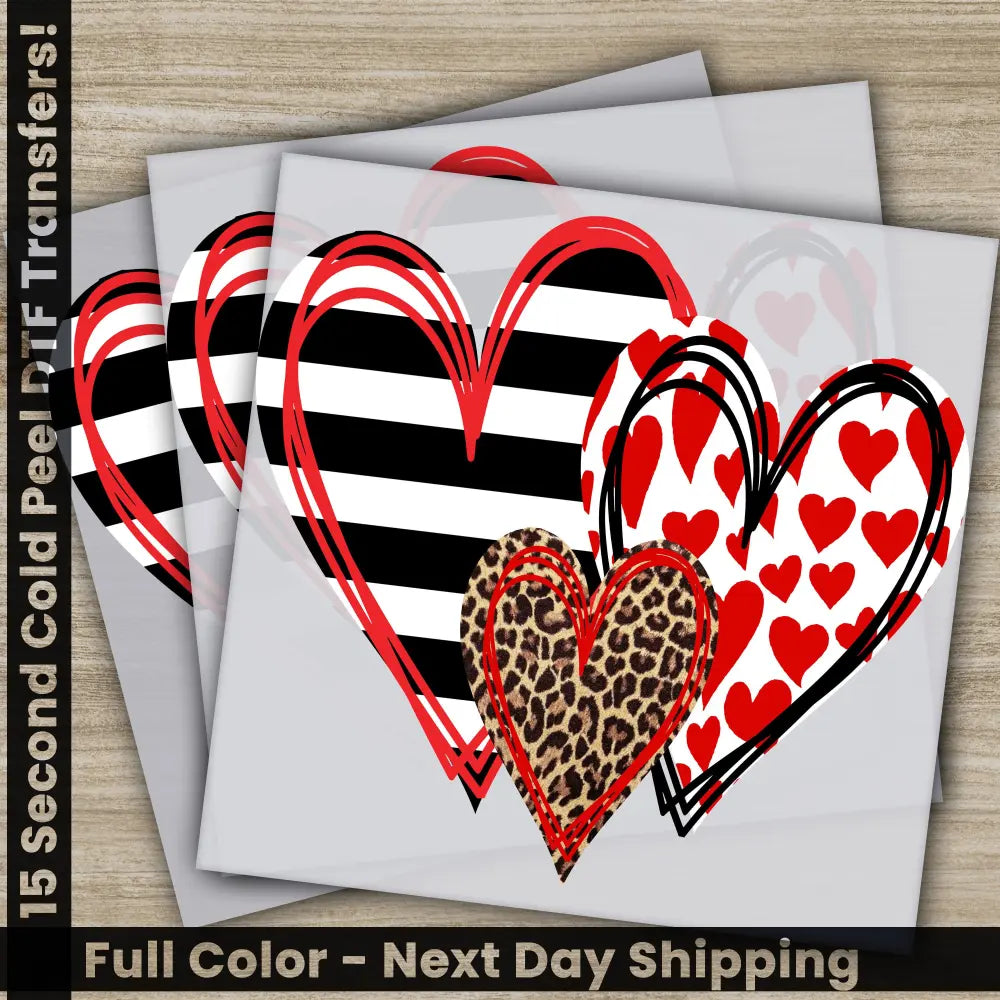 Leopard Heart Valentine’s Day Transfer Ready to Press Personalized DTF Transfers Valentines Gift High Quality Heat