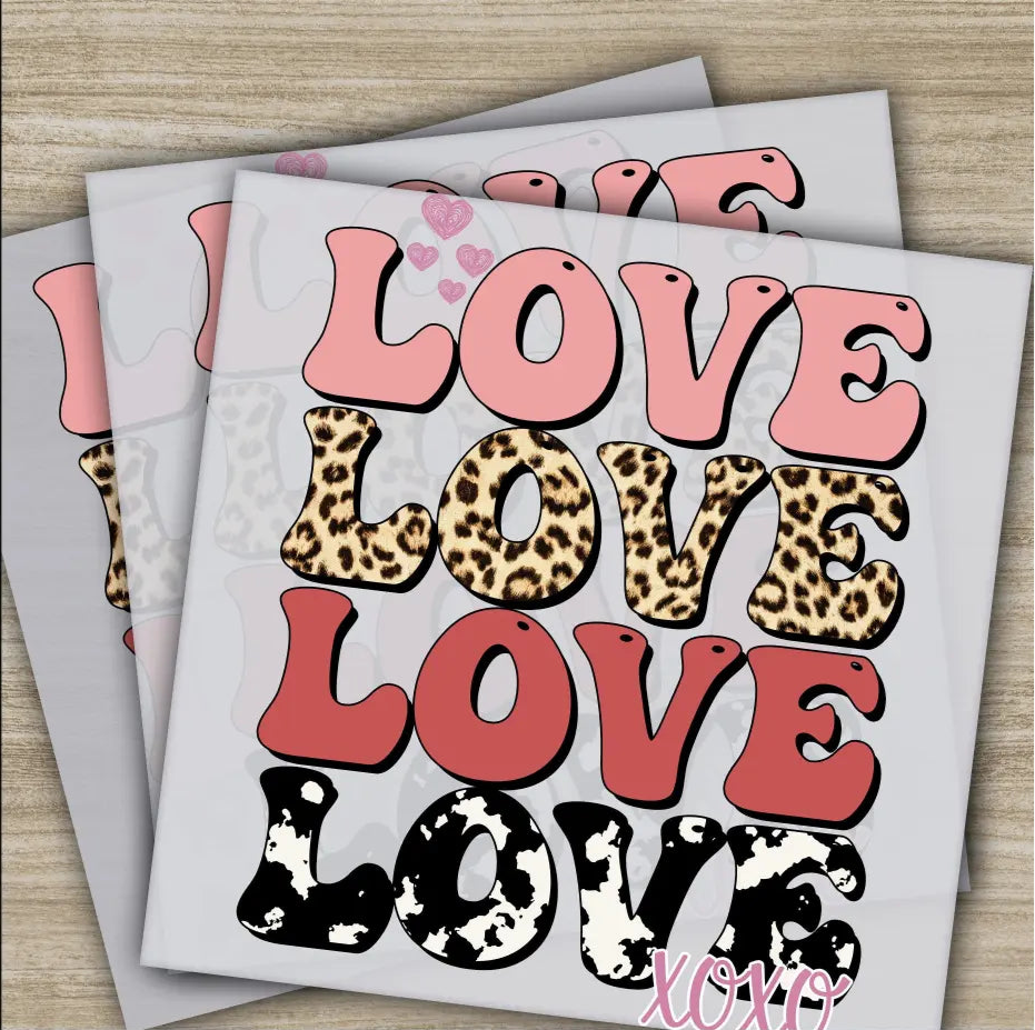 Leopard Love Ready to Press Personalized DTF Transfers Valentines Gift High Quality Heat Press DTF Transfers