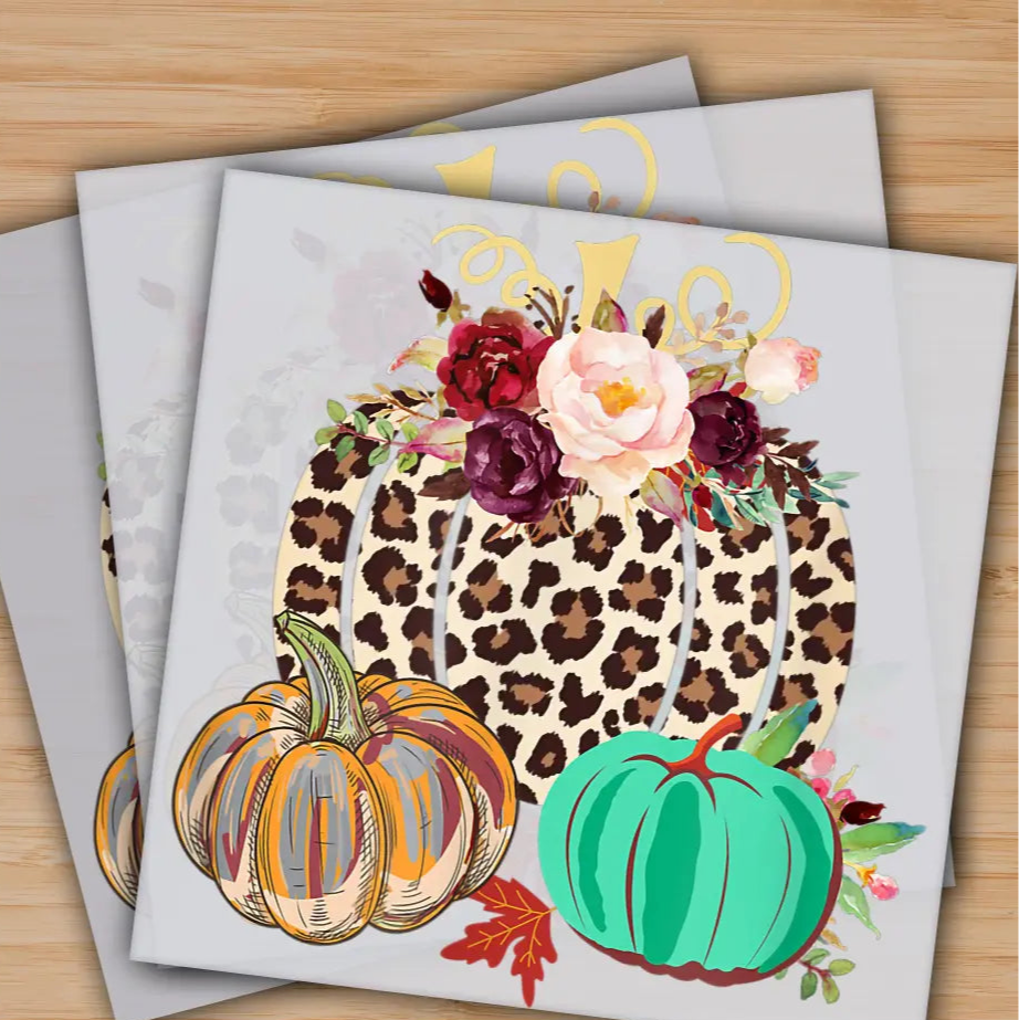 Leopard Pumpkin Thanksgiving Ready to Press Personalized Gifts Sublimation DTF Prints Trendy DTF Prints Ready for Press