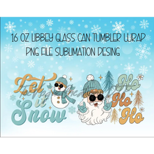 Load image into Gallery viewer, Let It Snow Santa Claus Snowman Christmas Premium UV DTF Wrap For Glass Cup 16oz Glass Cup Cute Stickers For Cups Gift
