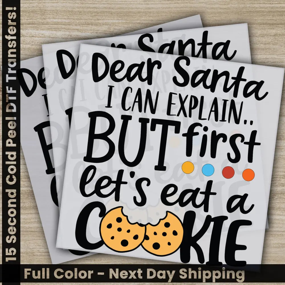 Lets Eat A Cookie Christmas DTF Transfers Ready to Press Personalized Gifts Direct to Film Sublimation Screen Prints