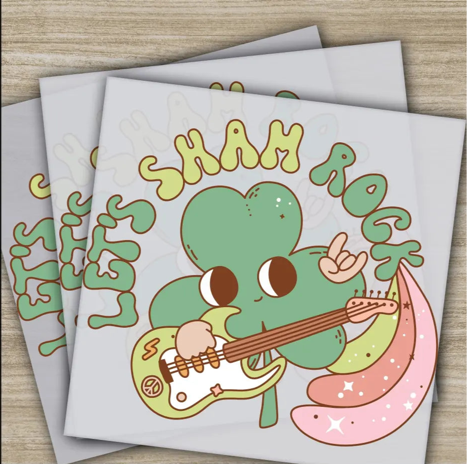 Let’s Sham Rock Clover St. Patrick’s Day Transfers Ready to Press Personalized DTF Transfer St. Patrick’s Gift Heat