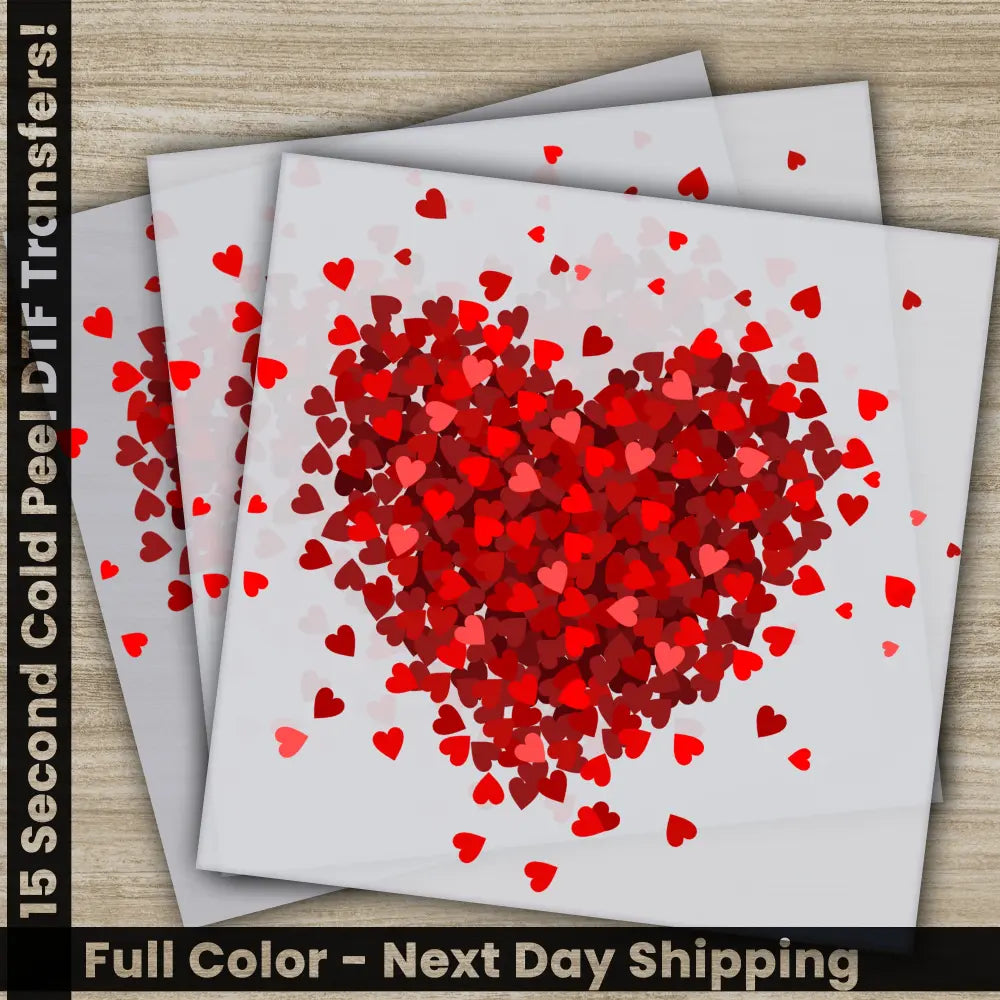 Little Red Hearts Ready to Press Personalized DTF Transfers Valentines Gifts High Quality Heat Press DTF Transfers