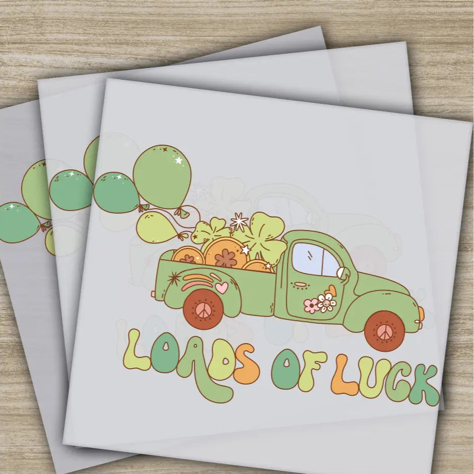 Loads Of Luck Truck St. Patrick’s Day Transfers Ready to Press Personalized DTF Transfers St. Patrick’s Gifts Heat
