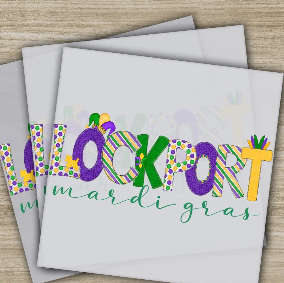 Lockport Jester Hat Mardi Gras Transfer Ready to Press Personalized DTF Transfer Mardi Gras Gift High Quality Heat