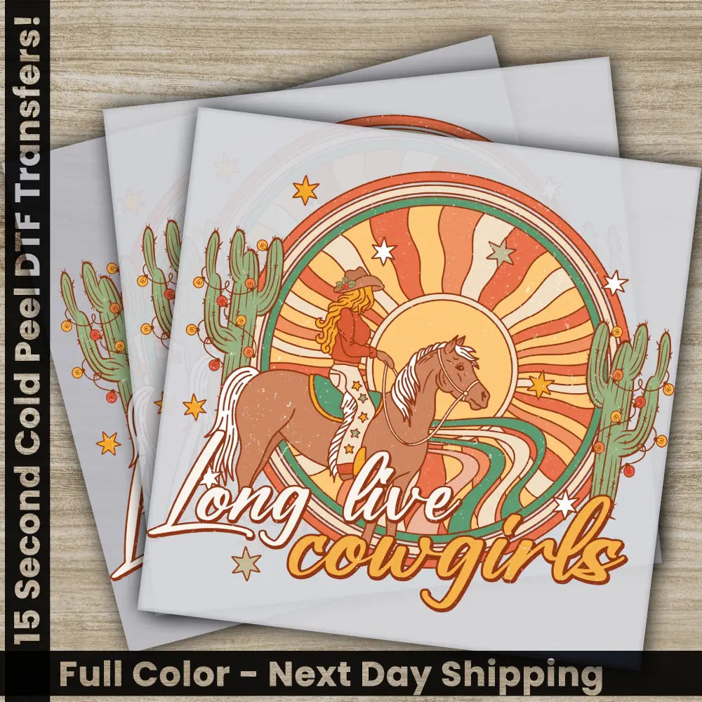 Long Live Cow Girls Christmas Gift DTF Personalized Transfer Ready to Press Christmas Movie High Quality Screen Print
