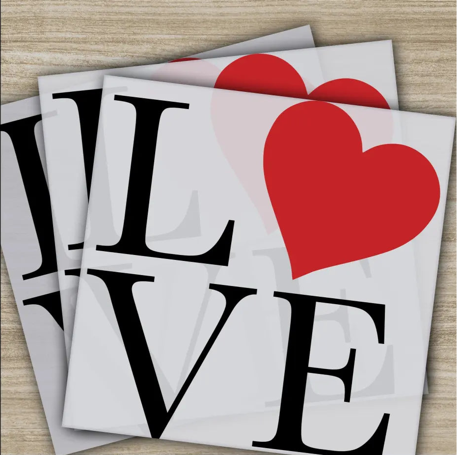 Love and Red Heart Ready to Press Personalized DTF Transfers Valentines Gifts High Quality Heat Press DTF Transfers