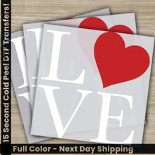 Load image into Gallery viewer, Love and Red Heart Ready to Press Personalized DTF Transfers Valentines Gifts High Quality Heat Press DTF Transfers
