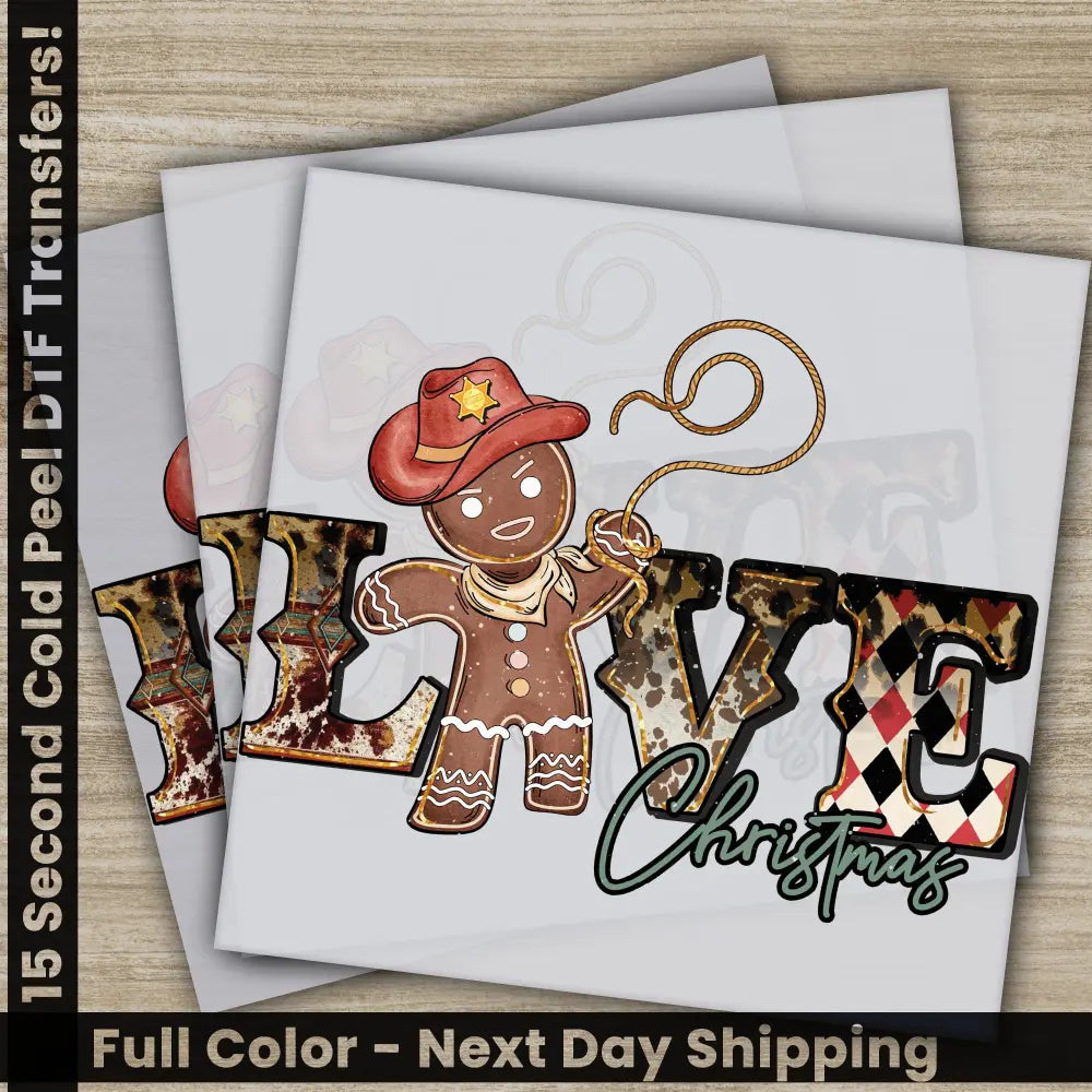 Love Christmas Ready to Press Christmas DTF Transfers Fast Shipping Personalized Gifts High Quality Direct to Film