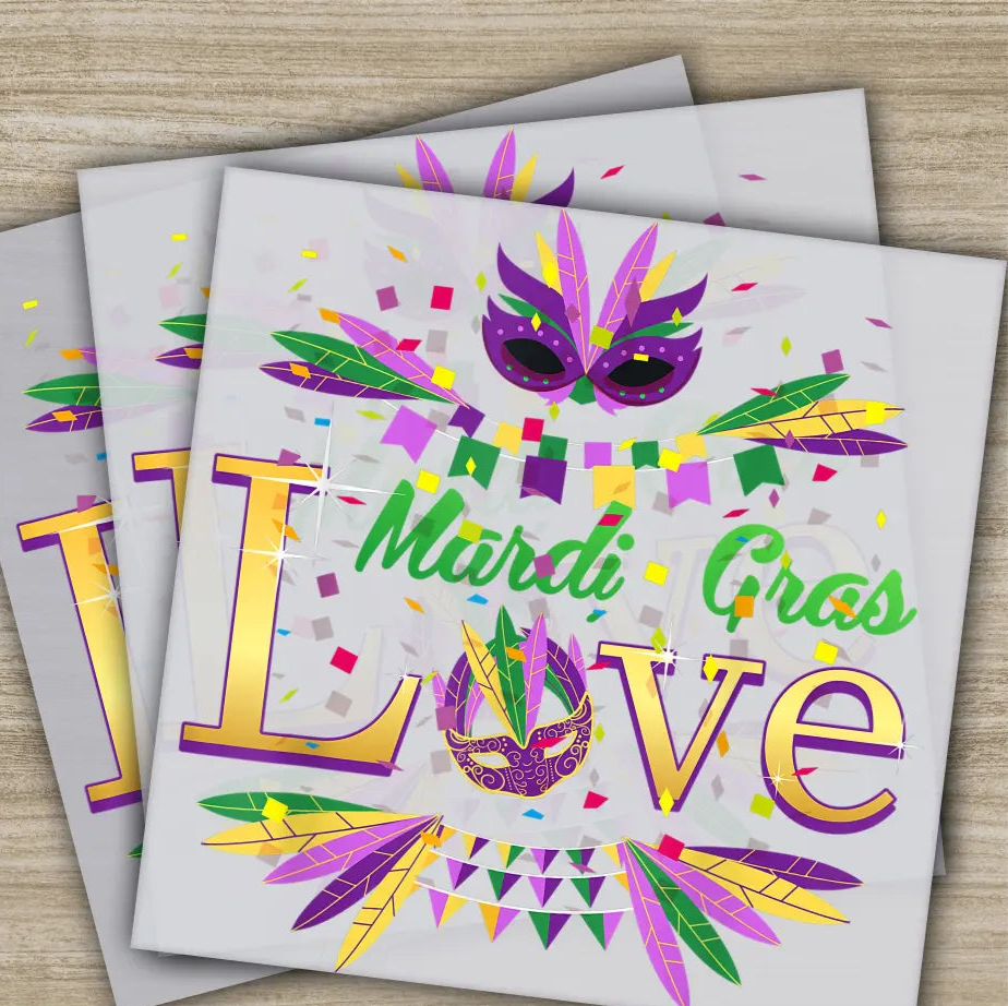 Love Costume Mask Mardi Gras Transfers Ready to Press Personalized DTF Transfer Mardi Gras Gift High Quality Heat Press