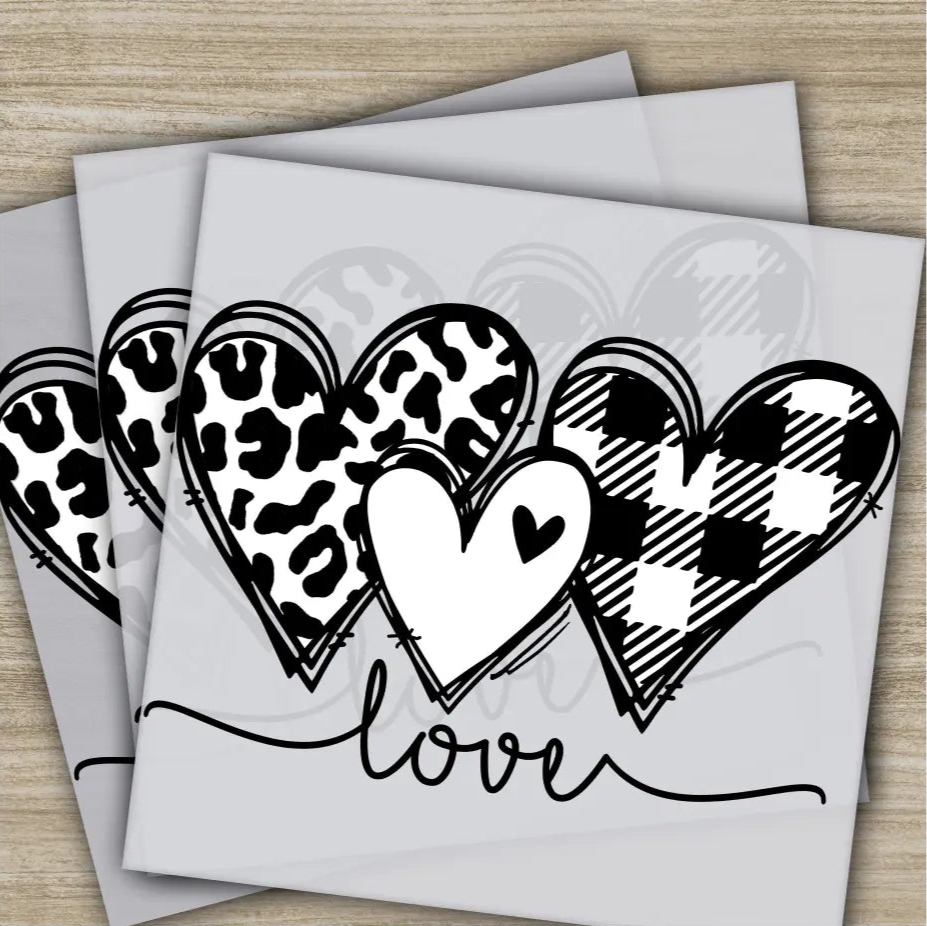 Love Heart Valentine’s Day Transfers Ready to Press Personalized DTF Transfers Valentines Gifts High Quality Heat Press