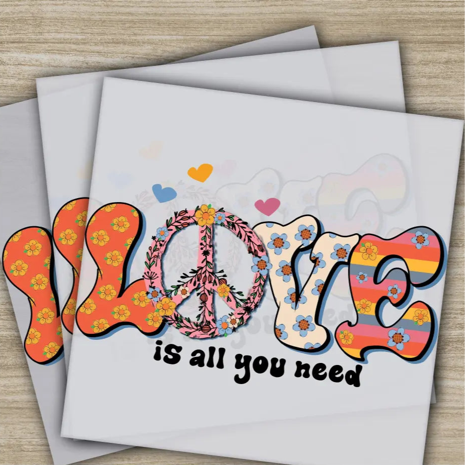 Love is All You Need Colorful Flowers Ready to Press Personalized DTF Transfers Heat Press DTF Transfer