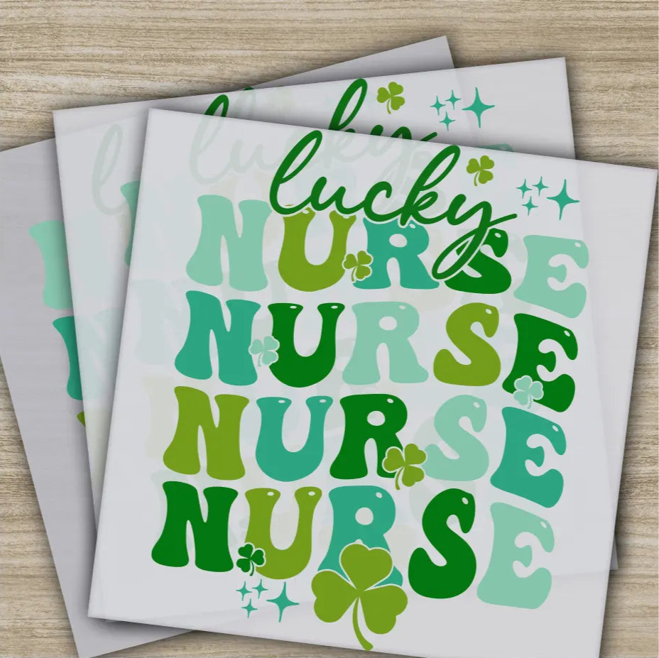 Lucky Nurse Shamrock St. Patrick’s Day Transfer Ready to Press Personalized DTF Transfers St. Patrick’s Gifts Heat