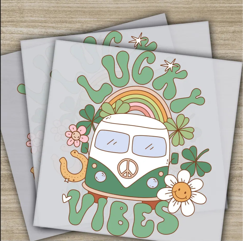 Lucky Vibes Van St. Patrick’s Day Transfers Ready to Press Personalized DTF Transfers St. Patrick’s Gifts Heat Press