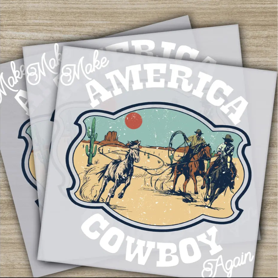 Make America Cowboy Again Ready to Press,Personalized DTF Transfer High Quality Heat Press DTF Transfers
