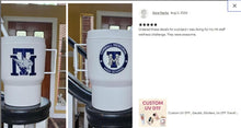 Load image into Gallery viewer, two pictures of a white and blue trash can
