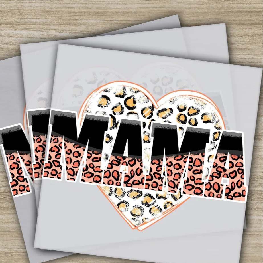 Mama Leopard Heart Mother’s Day Transfers Ready to Press Personalized DTF Transfers Mother’s Day Gifts Heat Press