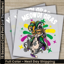 Load image into Gallery viewer, Mardi Gras Cat Kitty Lover Kitten Mardi Gras Transfer Ready to Press Personalized DTF Transfer Mardi Gras Gift Heat
