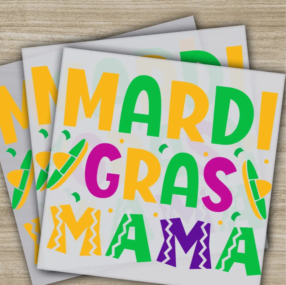 Mardi Gras Mama Mardi Gras Transfers Ready to Press Personalized DTF Transfers Mardi Gras Gifts High Quality Heat Press