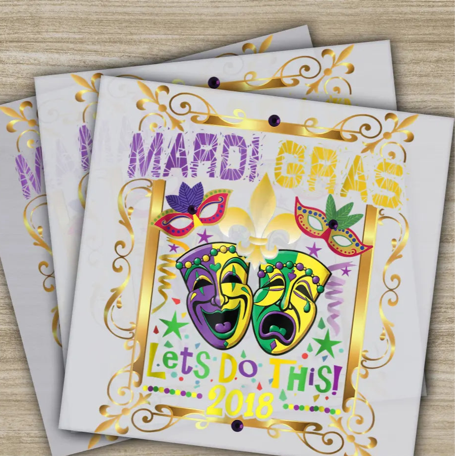 Mardi Gras Tree Mardi Gras Transfers Ready to Press Personalized DTF Transfers Mardi Gras Gifts High Quality Heat Press