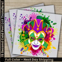 Load image into Gallery viewer, Mask Color Splash Mardi Gras Transfers Ready to Press Personalized DTF Transfer Mardi Gras Gifts High Quality Heat
