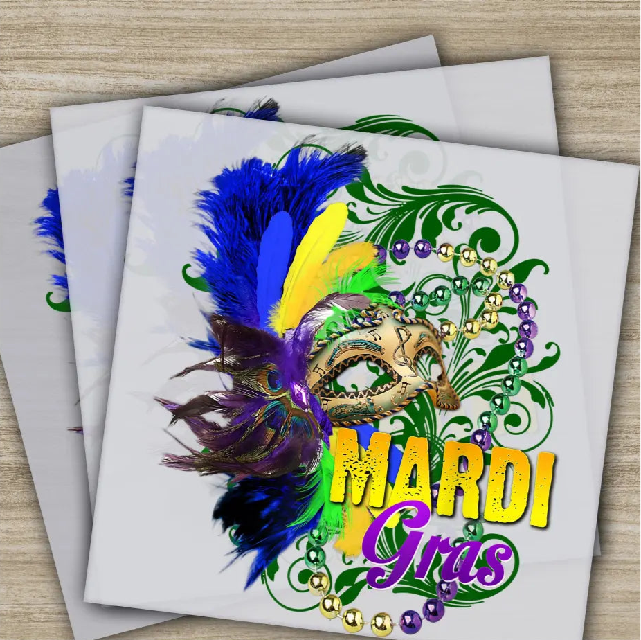 Mask Costume Mardi Gras Transfers Ready to Press Personalized DTF Transfers Mardi Gras Gifts High Quality Heat Press