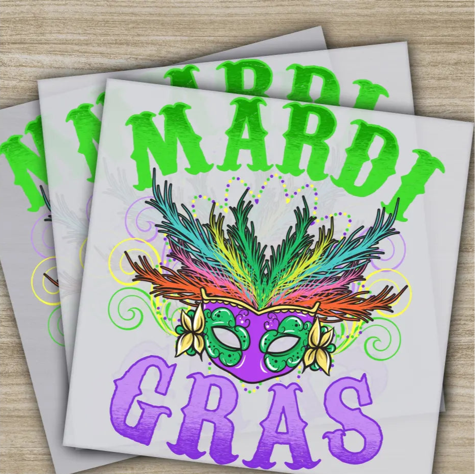 Mask Costume Mardi Gras Transfers Ready to Press Personalized DTF Transfers Mardi Gras Gifts High Quality Heat Press
