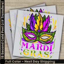 Load image into Gallery viewer, Mask Costume Mardi Gras Transfers Ready to Press Personalized DTF Transfers Mardi Gras Gifts High Quality Heat Press
