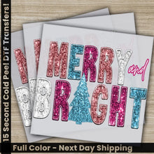 Load image into Gallery viewer, Merry and Bright Christmas DTF Transfers Ready to Press Personalized Gifts Direct to Film Sublimation Screen Prints
