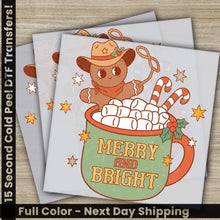 Load image into Gallery viewer, Merry and Bright Cookie for Christmas Christmas DTF Transfer Personalized Ready to Press High Quality Fast Shipping
