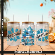 Load image into Gallery viewer, three glasses with a penguin and snowflakes on them
