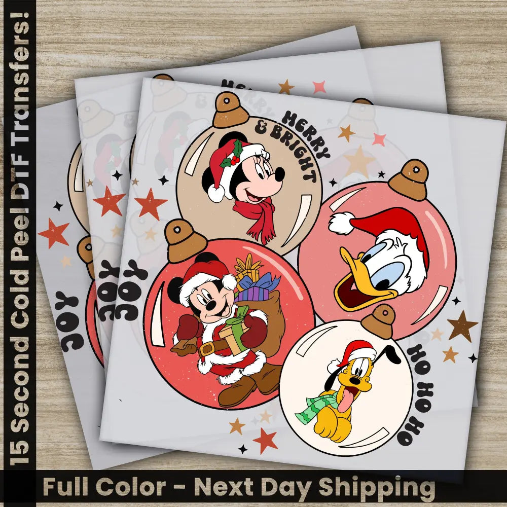 Merry Bright Christmas DTF Transfers Ready to Press Personalized Gifts Direct to Film Sublimation Screen Prints Fast