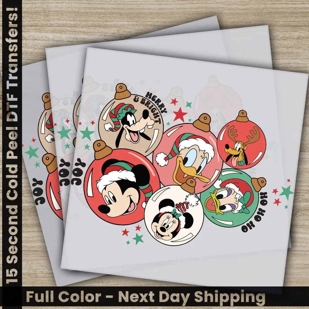 Merry Bright Christmas DTF Transfers Ready to Press Personalized Gifts Direct to Film Sublimation Screen Prints Fast